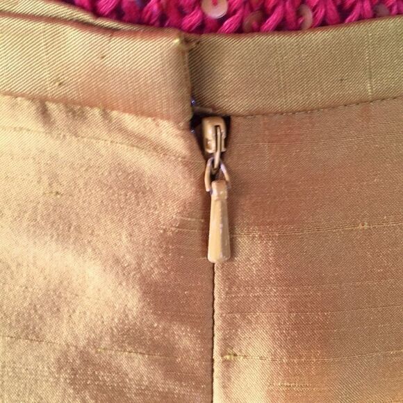 Dana Buchman raw silk skirt lined gold size 4 - Picture 2 of 8